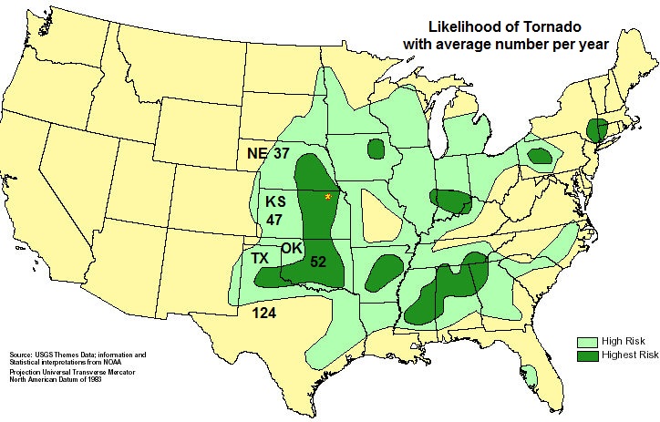 Usa Tornado Map